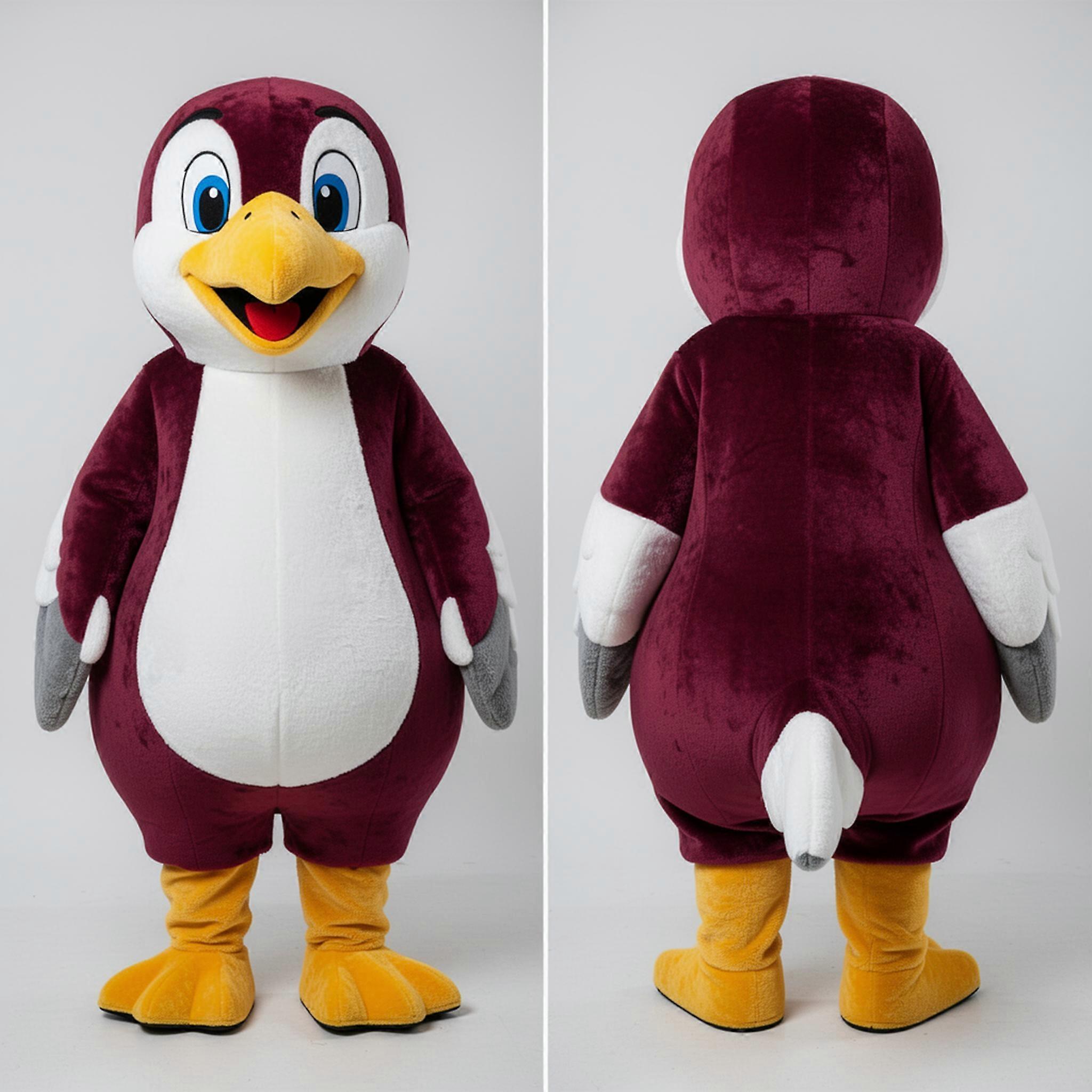 MASTICOT Maroon Cartoon Seagull Mascot