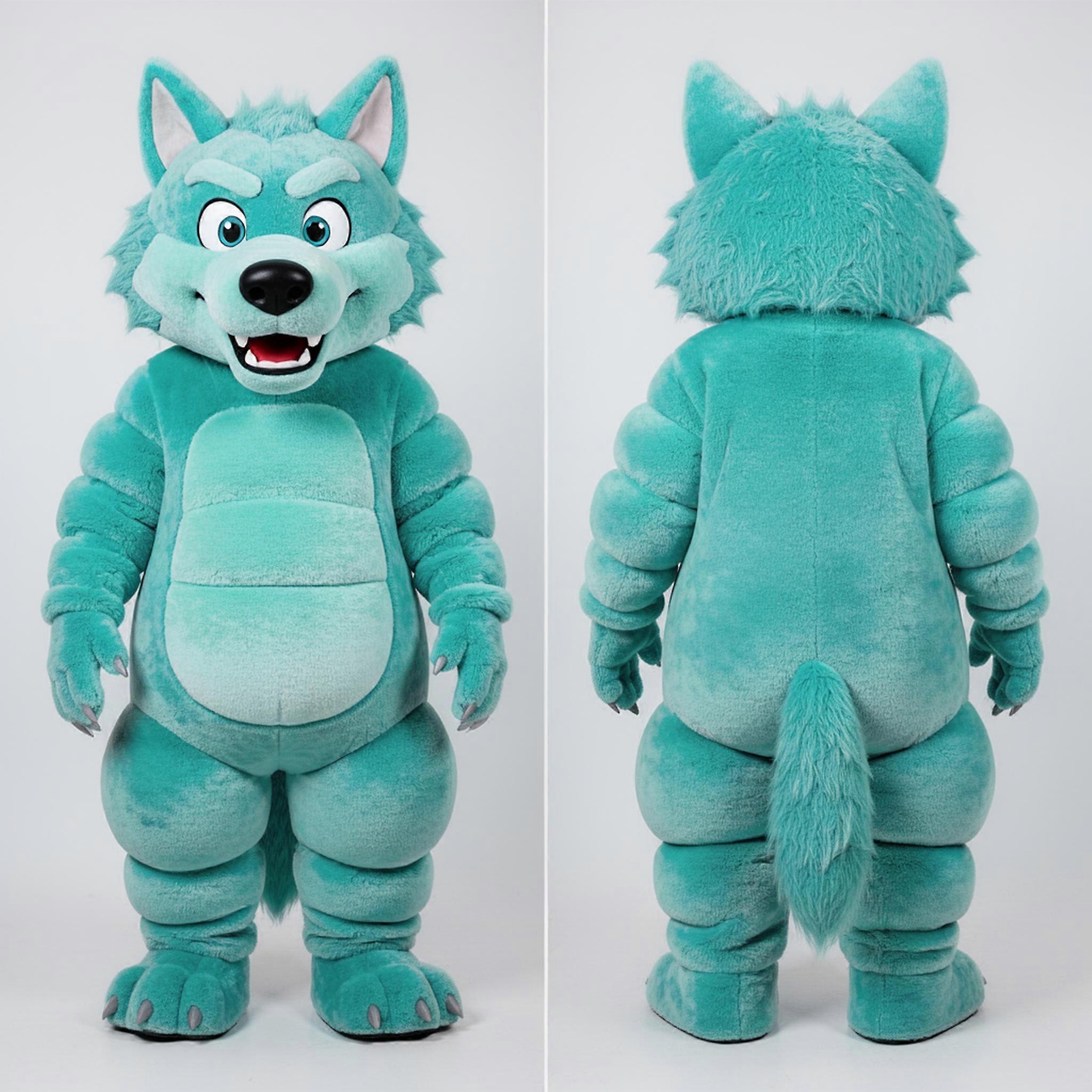 MASTICOT Turquoise Broad Shouldered Werewolf Mascot