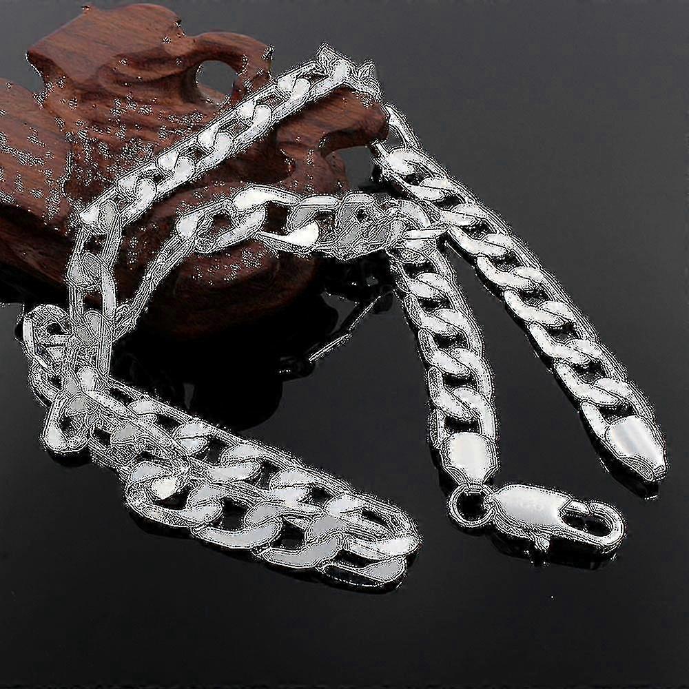 Colar em prata de lei 925 compatível com pulseiras masculinas de 20 polegadas/8 mm.