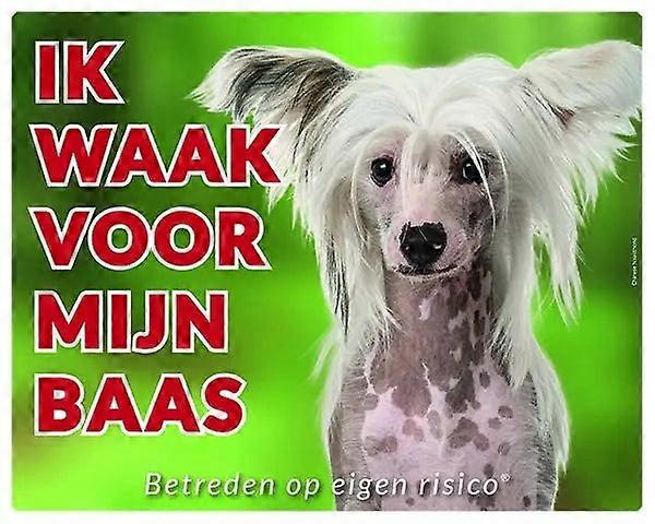 Sticker King Chinese Crested Dog Warning Sign - I Watch Out For (2)