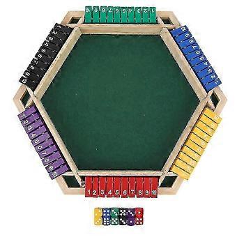 Shut The Box Dice Game, 6 Player Wooden Tabletop Game with 12 Dice for Family and Parties