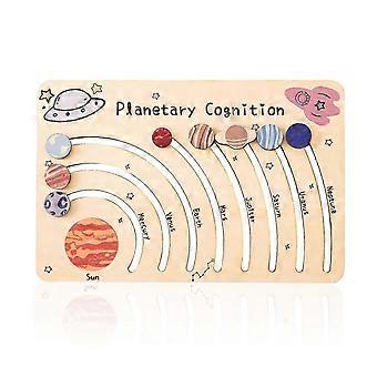 Wooden galaxy eight planets solar system educational puzzle toys children's enlightenment galaxy cognitive toys