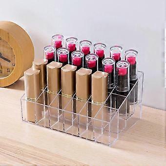 Lipstick Holder Transparent Compartmentalized 24 Grids Large Capacity Visible Clear Cosmetic Makeup Organizer Holder Bedroom Use