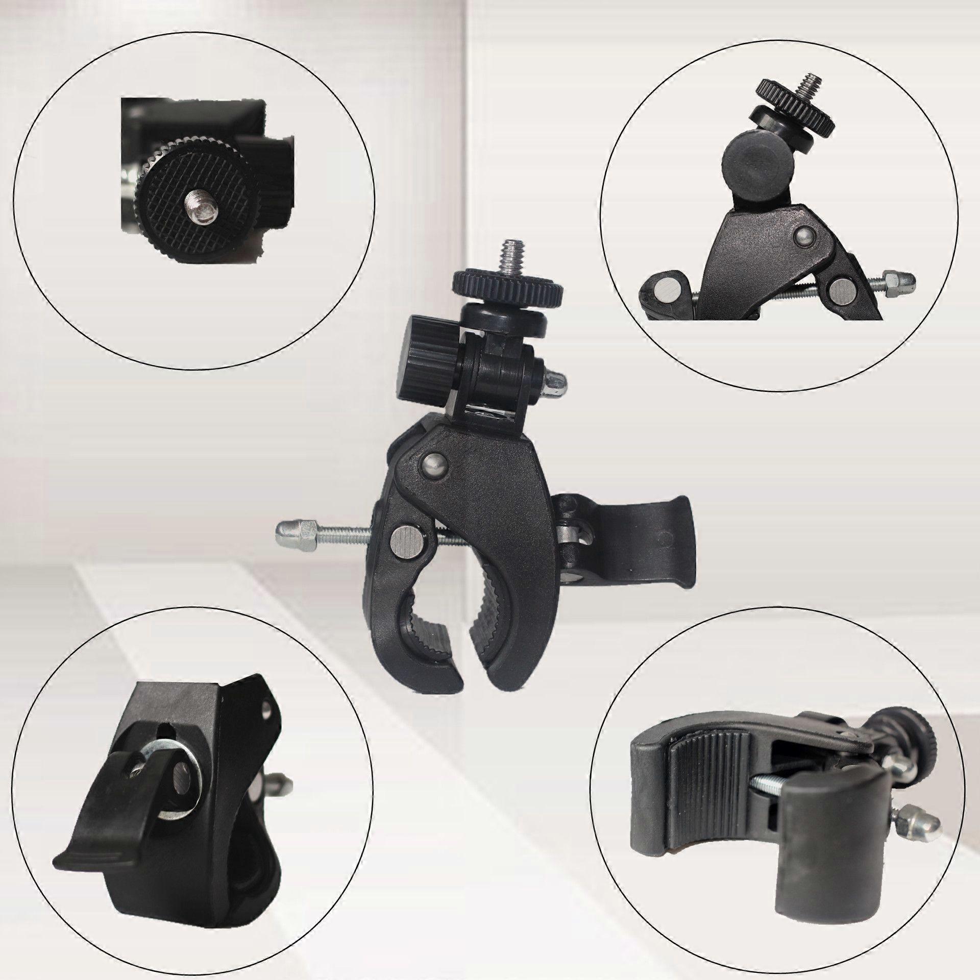 Mounting bracket for action camera on bicycle/motorcycle, sturdy clip