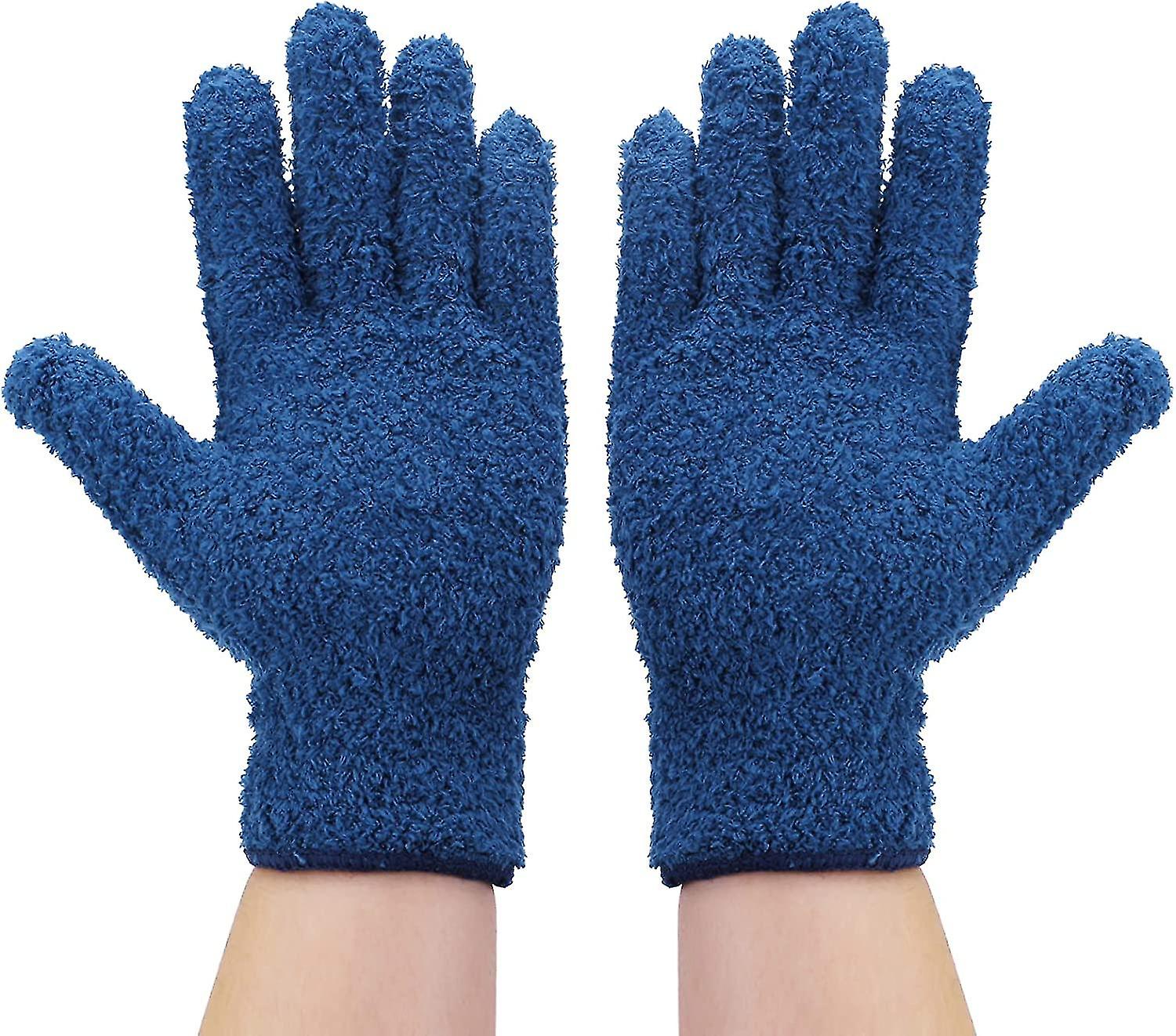 1 Pairs Microfiber Dusting Gloves Flexible And Convenient Dust Glovedark Blue