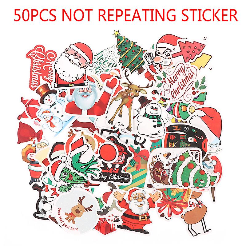 50pcs Merry Christmas Sticker Santa Claus Snowman Decorative Stickers For Box