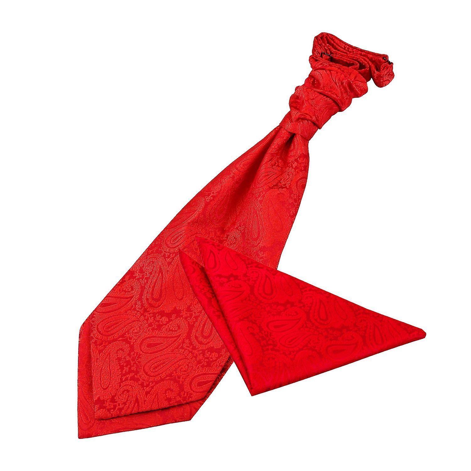 Red Paisley Wedding Cravat and Pocket Square Set