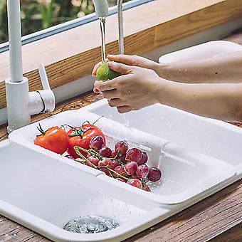 Scolapasta In Silicone Pieghevole Set 2 Pezzi (Bianco+Rosa) - Salvaspazio, Perfetto Per Frutta E Verdura, Ideale Per Picnic E Campeggio
