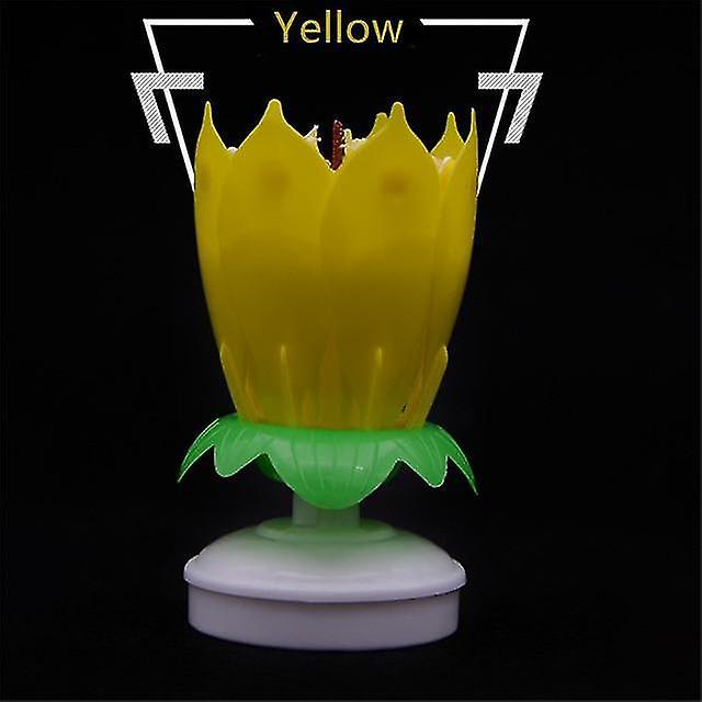 Yellow Double Lotus Music Rotating C le For Birthday