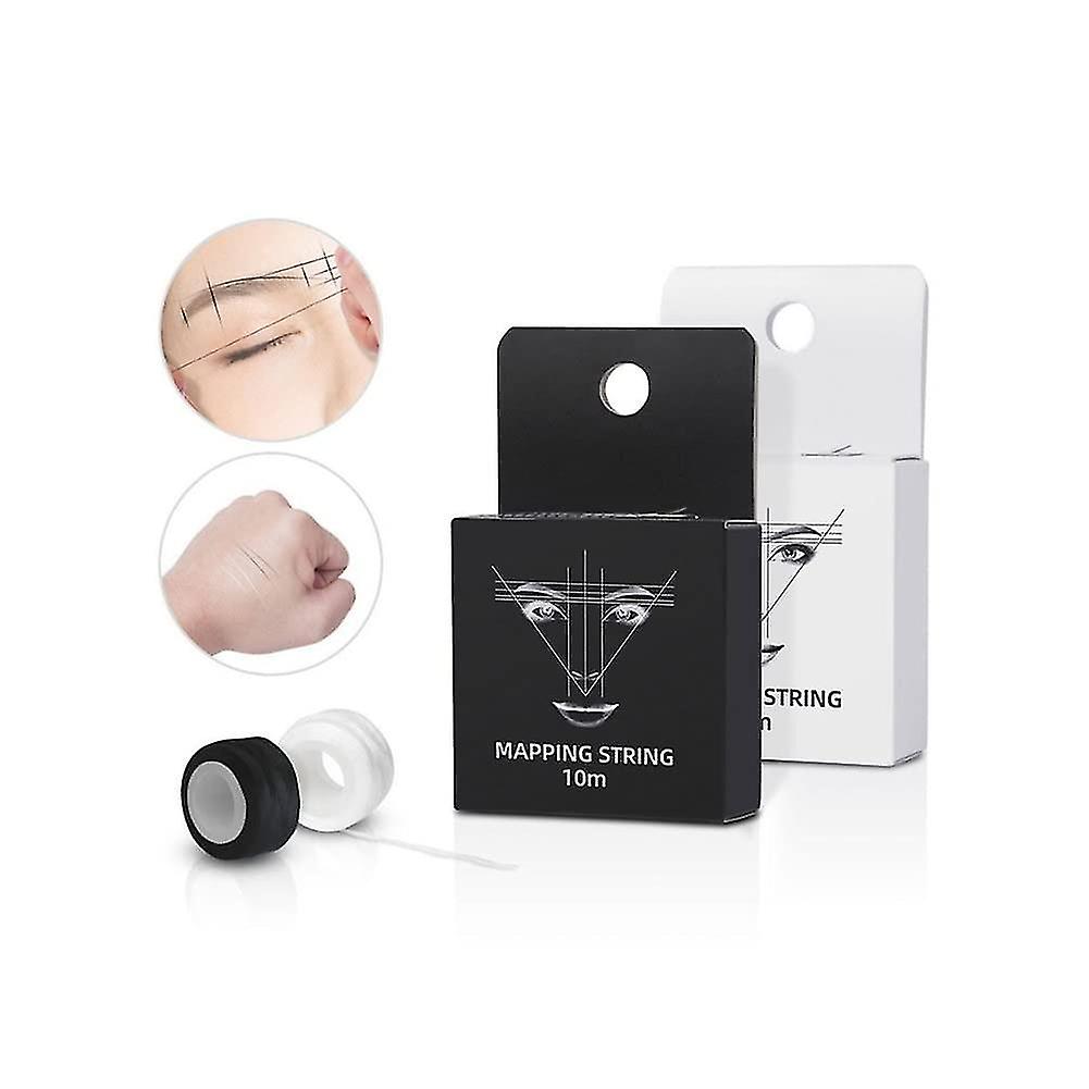 2 Pack Eyebrow Mapping String,pre-inked Black White Eyebrow Thread For Microblading, Measuring Tool For Marking Symmetrical Eyebrows
