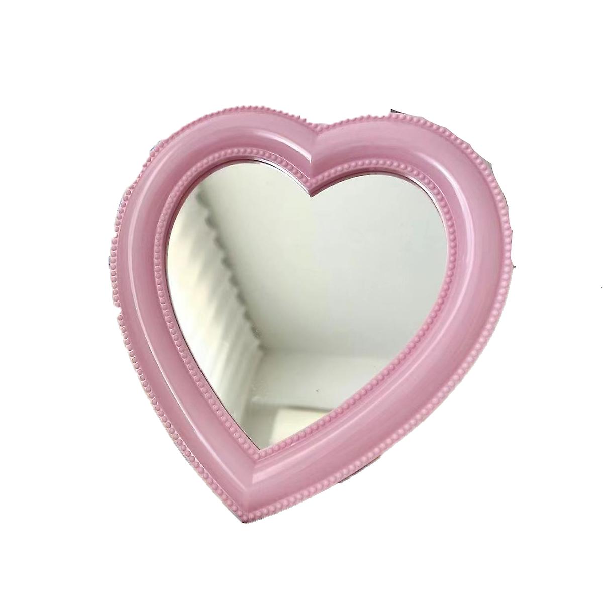 Heart Makeup Mirror Wall Heart Shaped Mirror Tabletop Cosmetic Mirror With Stand Vanity Mirror Portable Stand Table Mirror Pink