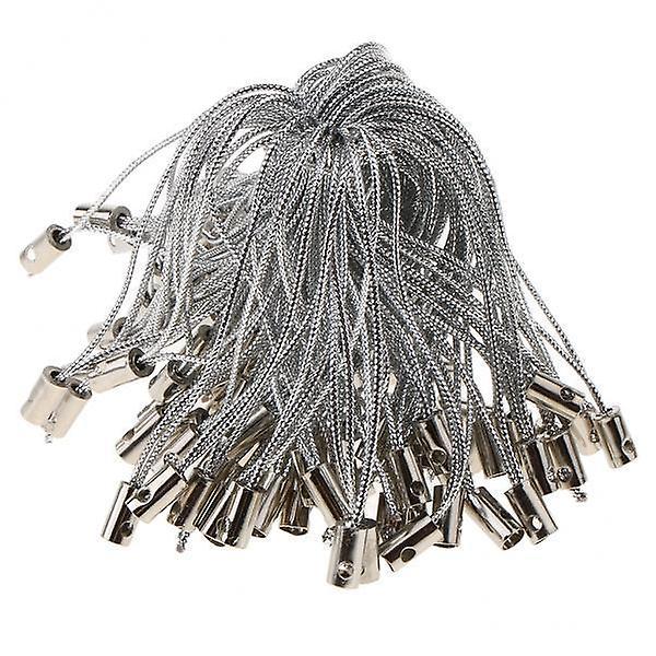2x100pcs Mobile Cellphone Braided Lariat Lanyard Cords Dangle Straps Silver