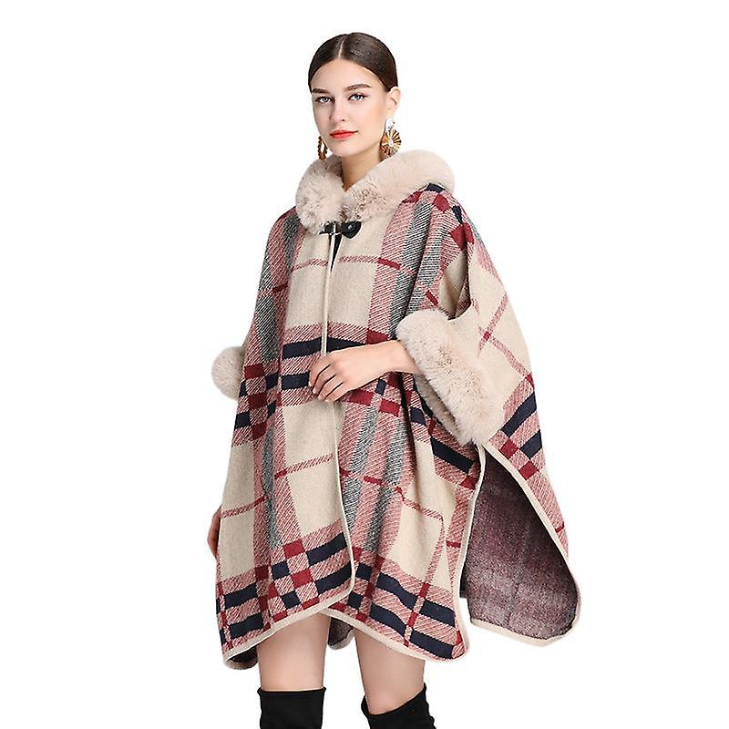 Wool Collar Hooded Shawl