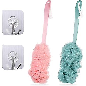 2 Pieces Long Handle Bath Brush, Shower Body Brushes With Bath Net ...