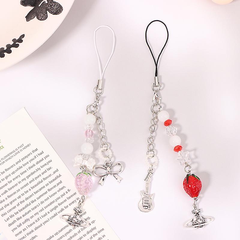 Trendy Strawberry Planet Mobile Phone Strap Y2k Cute Cell Phone Lanyard Pendant