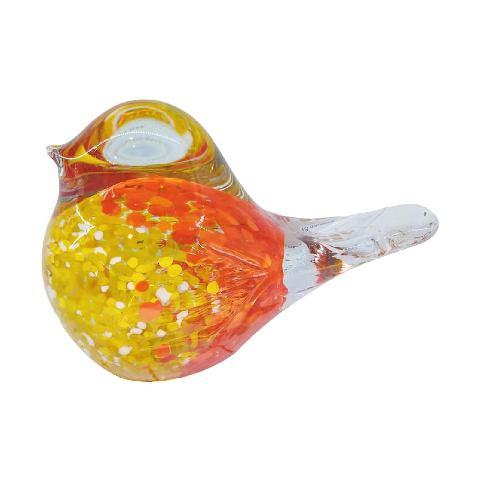 Unique Mini Glass Bird Figurine Art for Restaurant Office Tabletop Decor Red
