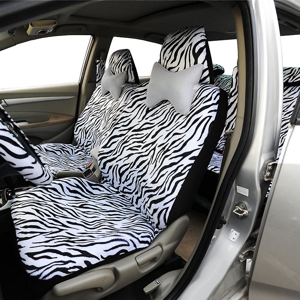 12PCS/Set Luxus Zebra Muster Sitzbezug Lenkradabdeckung Set