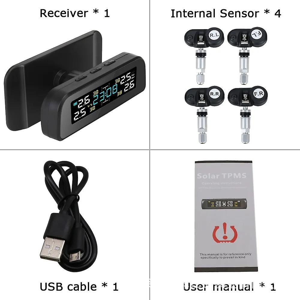 Tpms Sensor Car Tire Pressure Monitoring System Tyre Pressure External Sensors For 4 Wheel Car Tools Solar Power