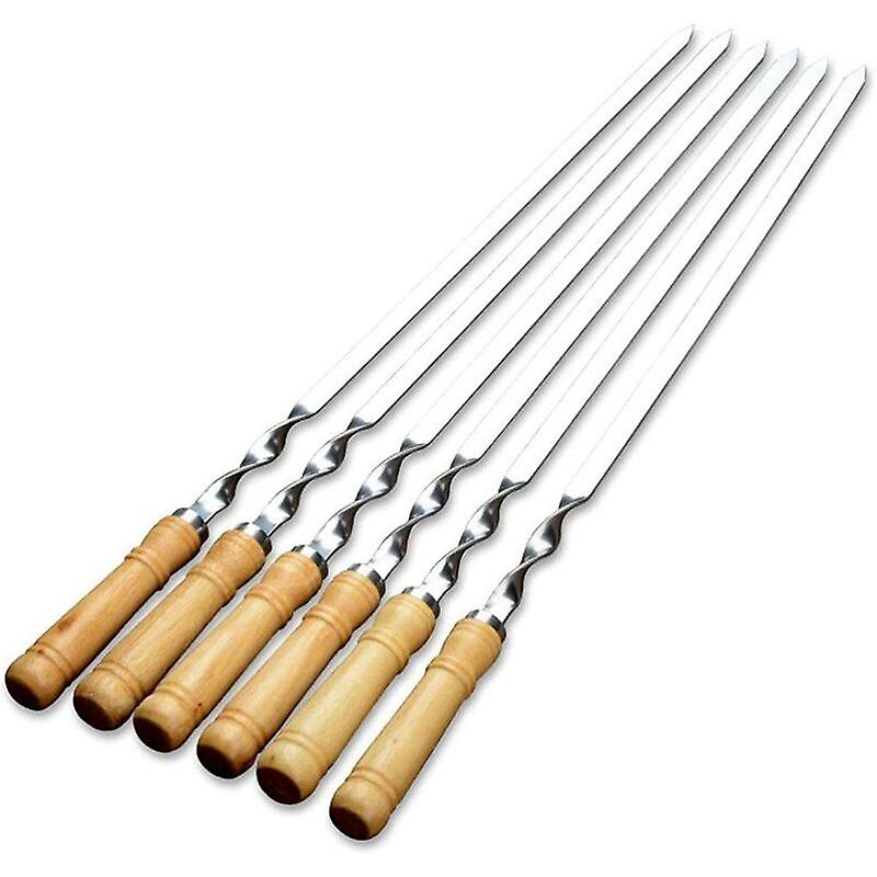 Candyse Barbecue Skewers, 55cm Extra Long Stainless Steel Skewers with Solid Wood Handle, Set of 6