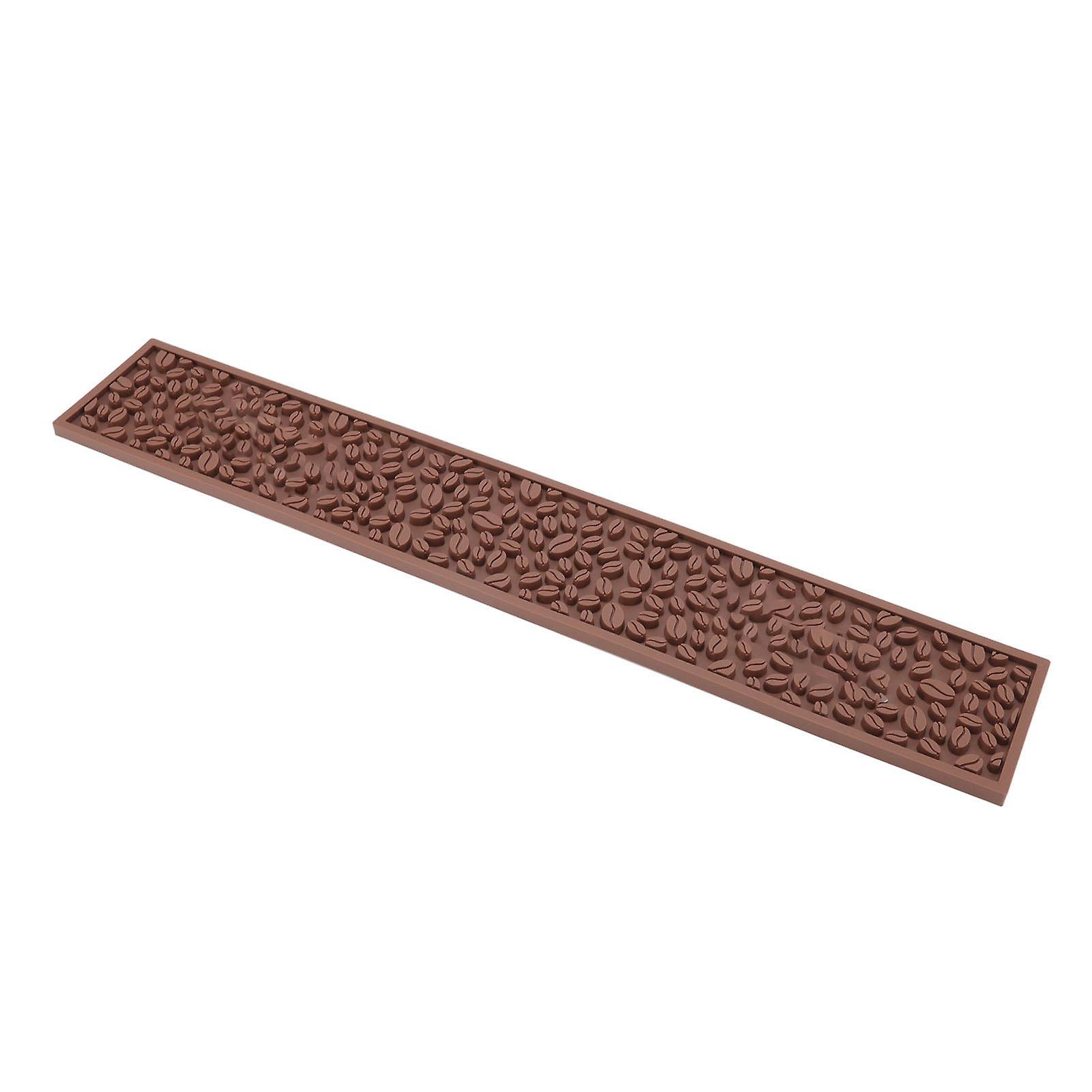 Coffee Bar Mat PVC Silicone Non Slip Rectangular Heat Resistant Draining Mat Coffee Counter Accessories Brown