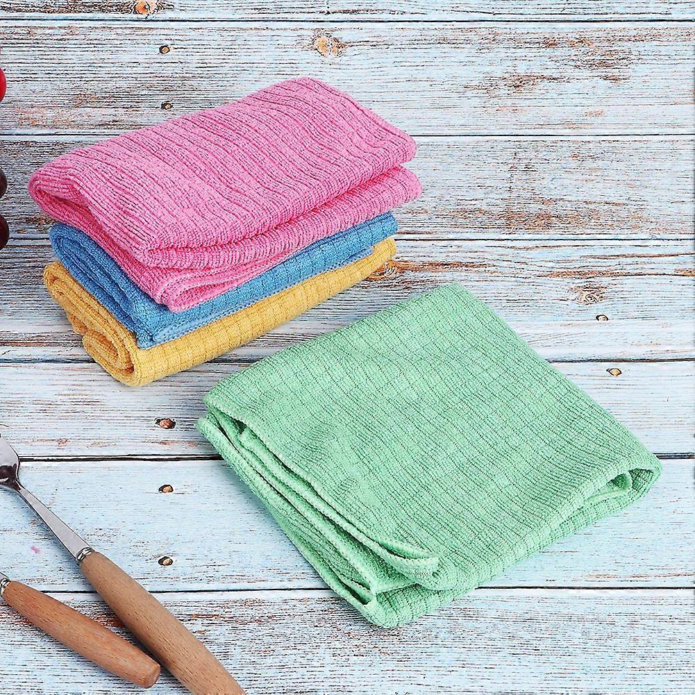 4pcs Microfiber Cleaning Cloth Absorbable Dish Cleaning Towel Kitchen Clean Tool