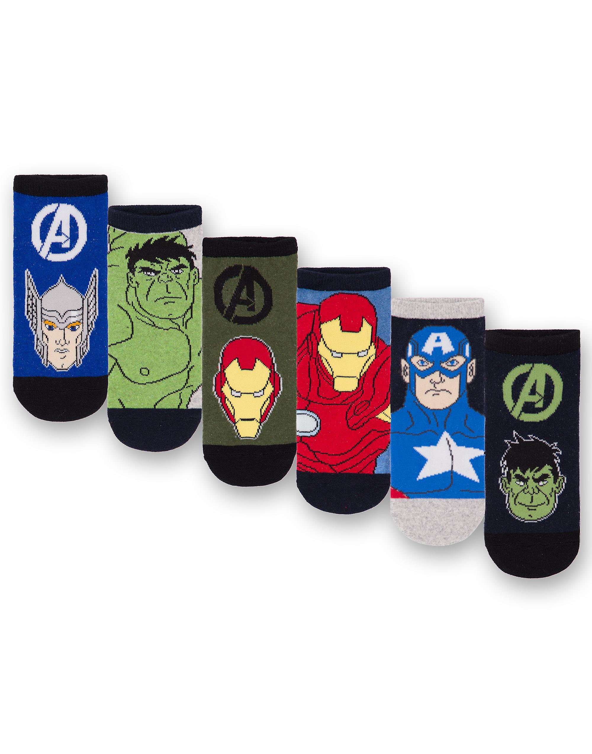 Marvel x Avengers Character Boys Calf Socks Set of 6 Multicoloured 6 Pack
