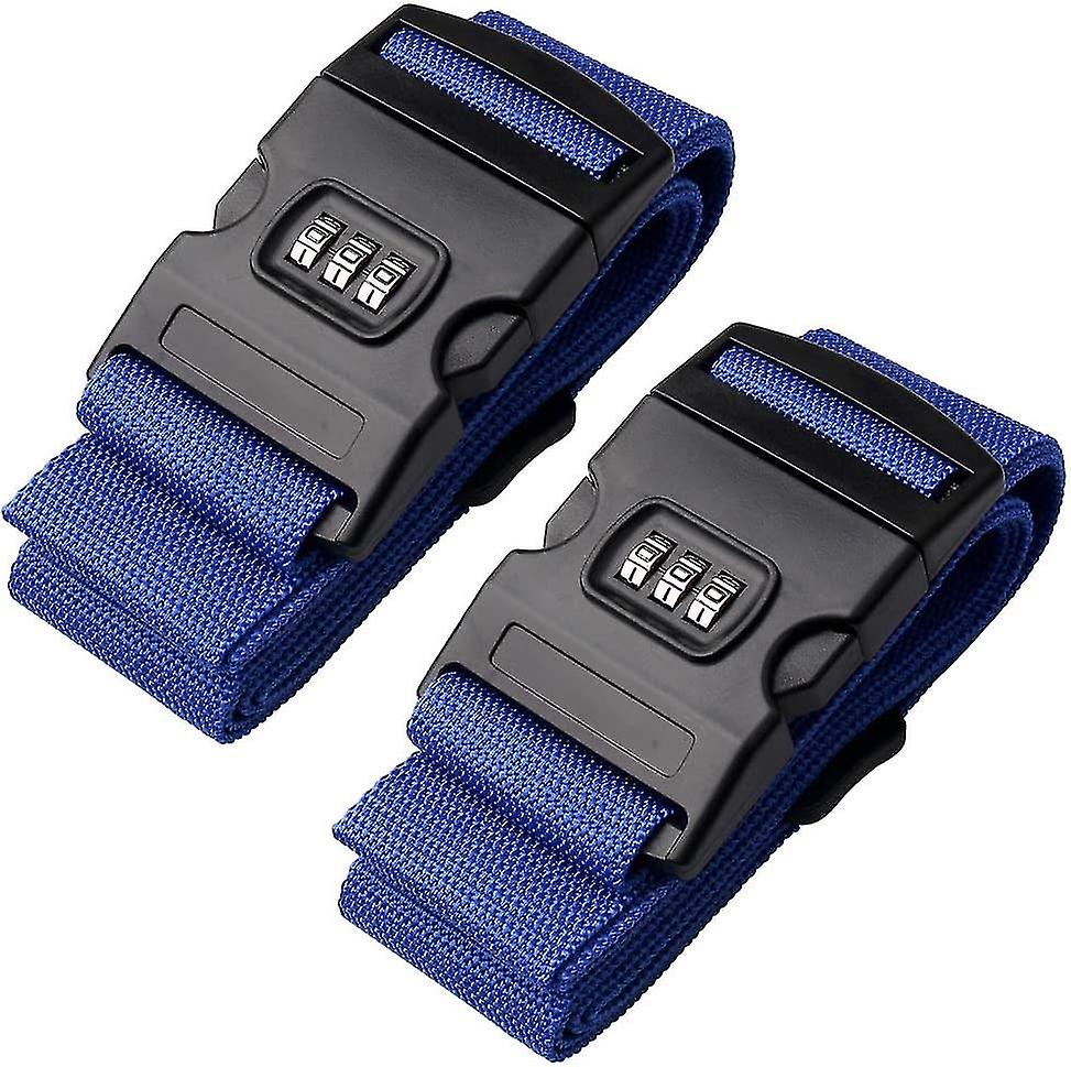 (blau) 2 Packgepäckgurte, verstellbare Gepäckgurte, Reisegepäckgurte, Koffer mit Code für Geschäftsreisen-dwdz