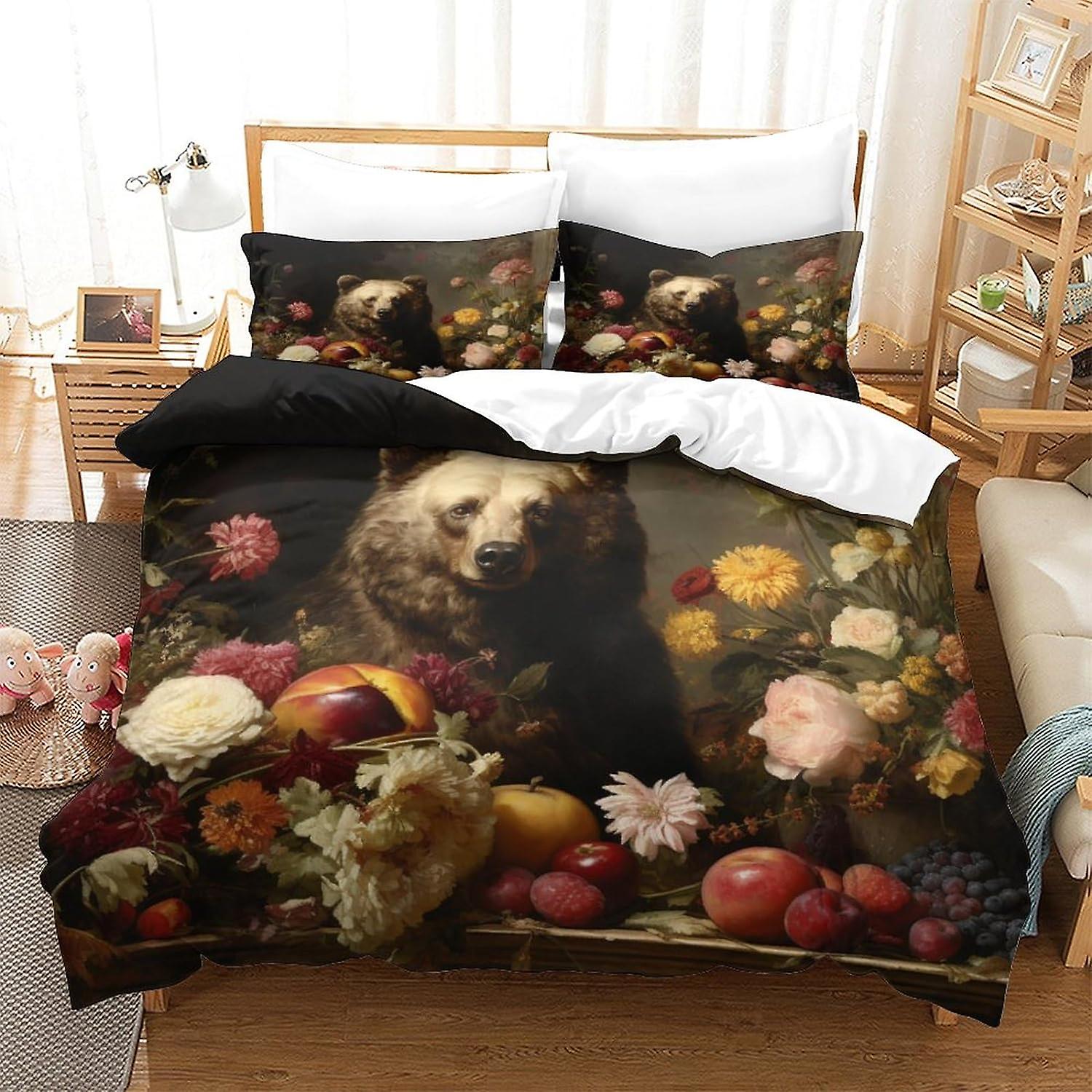 Blomma Och Panda Påslakan Set Universum Galaxy Sängkläder Set För Barn Pojkar Flickor Anime Tryckt Täcke Täcke Täcke Täcke Sovrum Samling 3st Kin