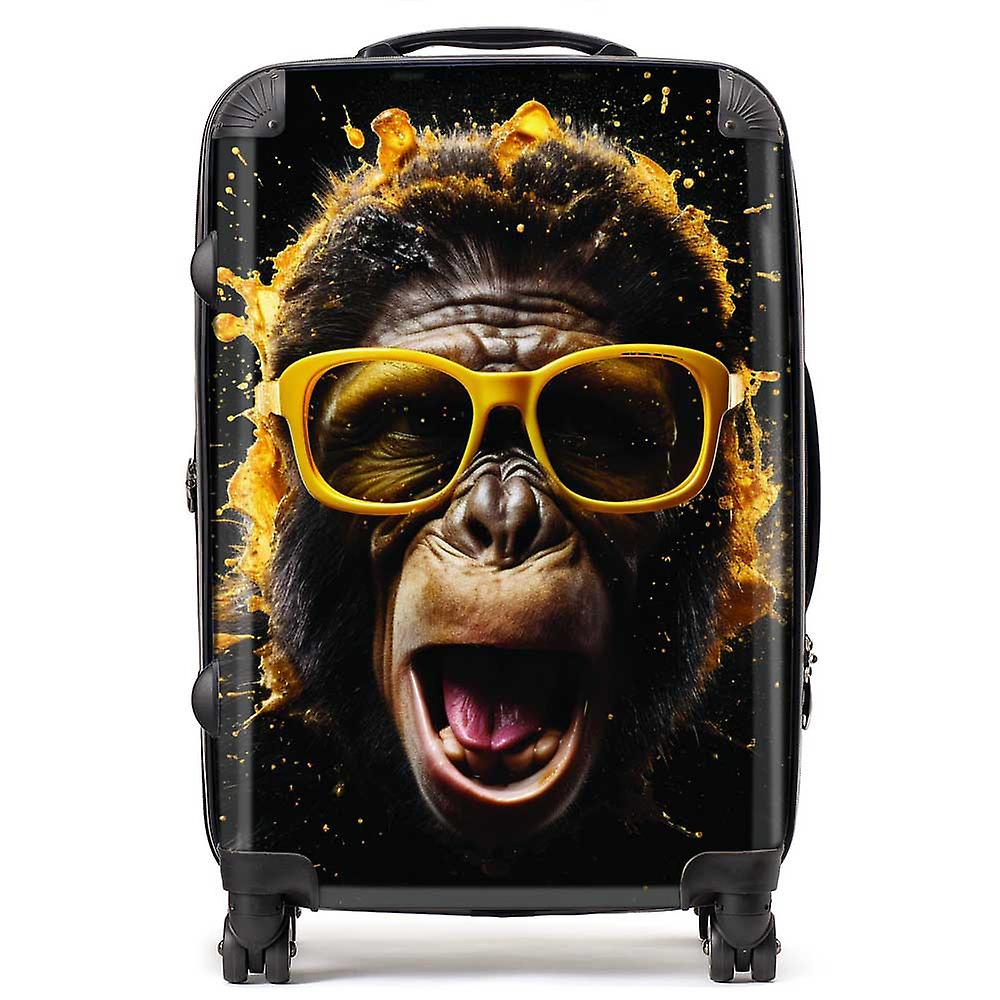 Splashart Monkey Face With Yellow Glasses Suitcase