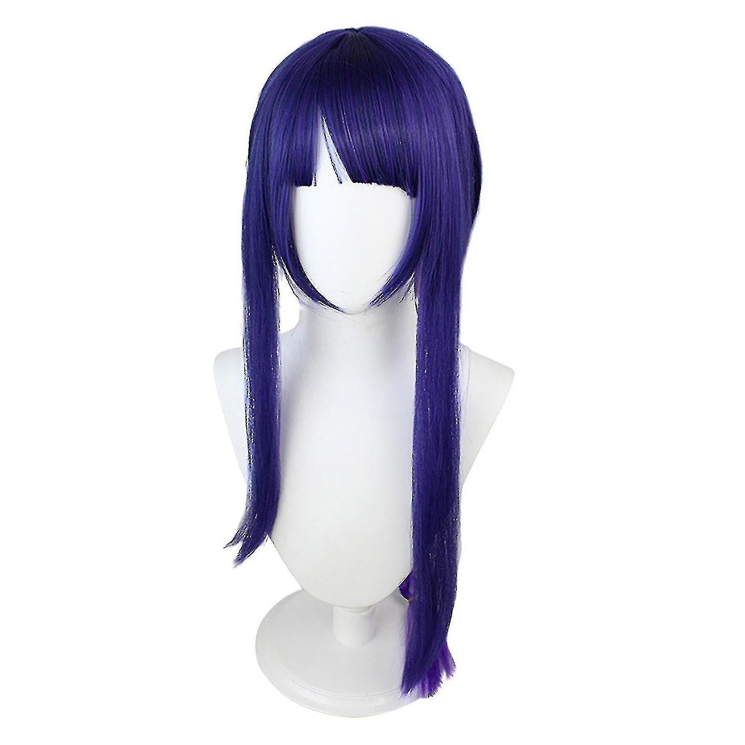 90cm Purple Wig Hooded Braids Cosplay Wig Rose Mesh Wig with Hair Net