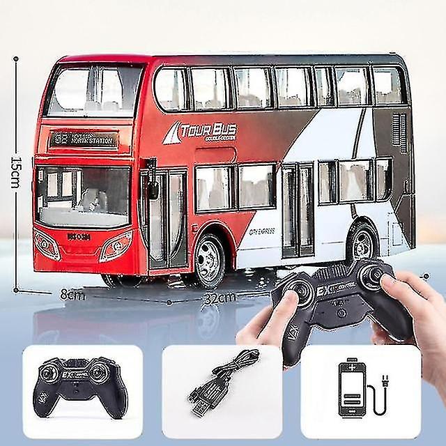 Jwl-wireless Remote Control Bus With Light Simulation Electric Large Double-decker Bus Toys For Boys