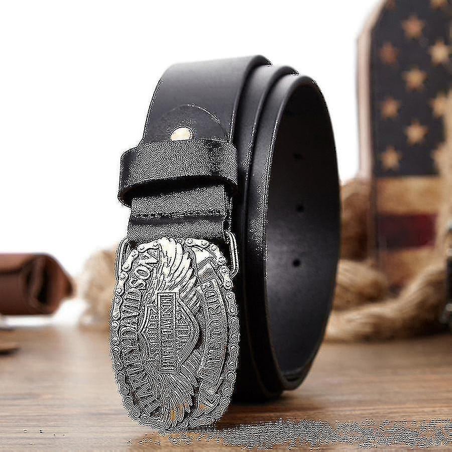 Men's Belt Cowhide Hip-hop Style Retro Motorcycle Belt