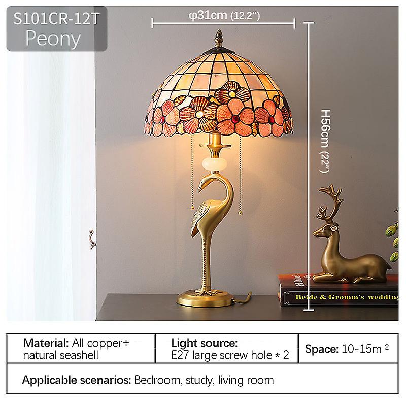 Moderne Messing-Schreibtischlampe Led Creative Shells Dekor Retro Tiffany Kupfer Tischleuchte für zu Hause Wohnzimmer Schlafzimmer