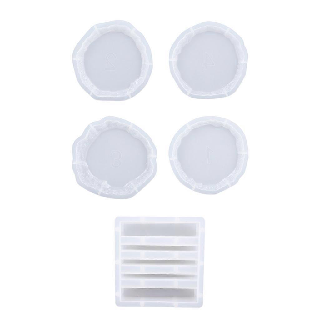 5Pcs/set Irregular Edge Coaster Silicone Mold Large Round Oval Resin Tray Mold