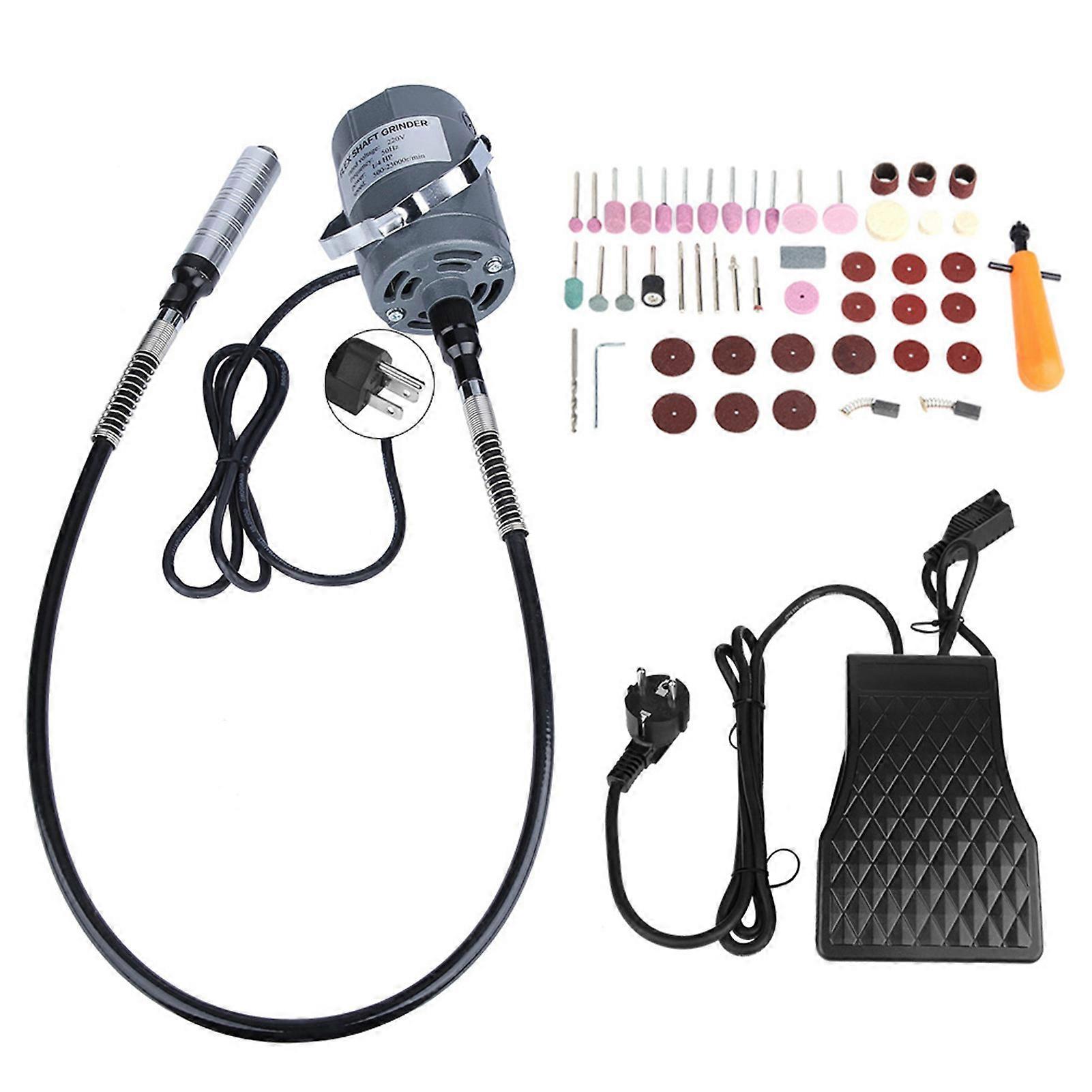 53 Pcs/set Variable Speed Electric Rotary Flex Shaft Grinder Kit with Foot Pedal (EU Plug)