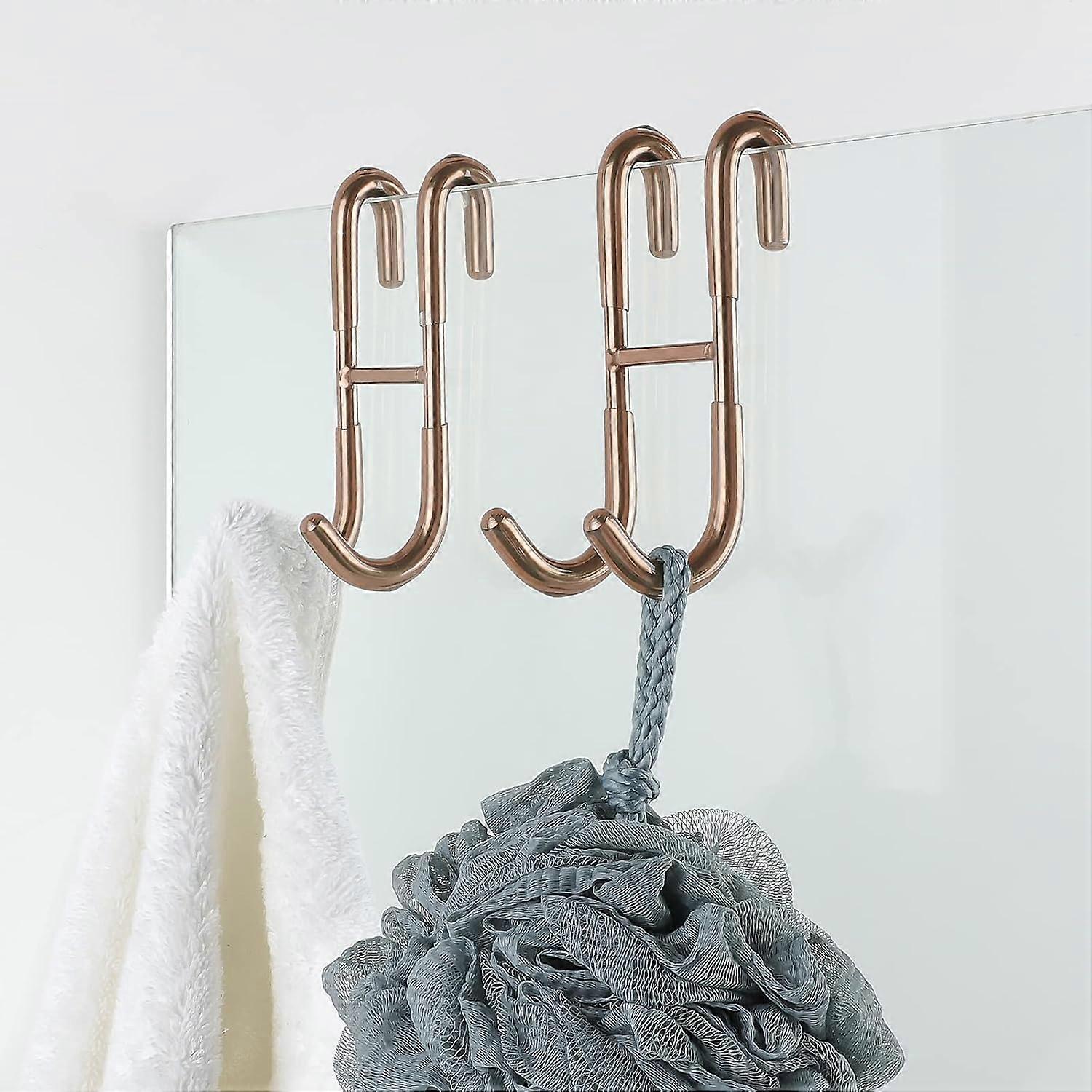 Duschdörrkrokar (2-pack), Handdukskrokar för badrum Ramlös duschdörr i glas, Duschskrapkrokar, Svart i