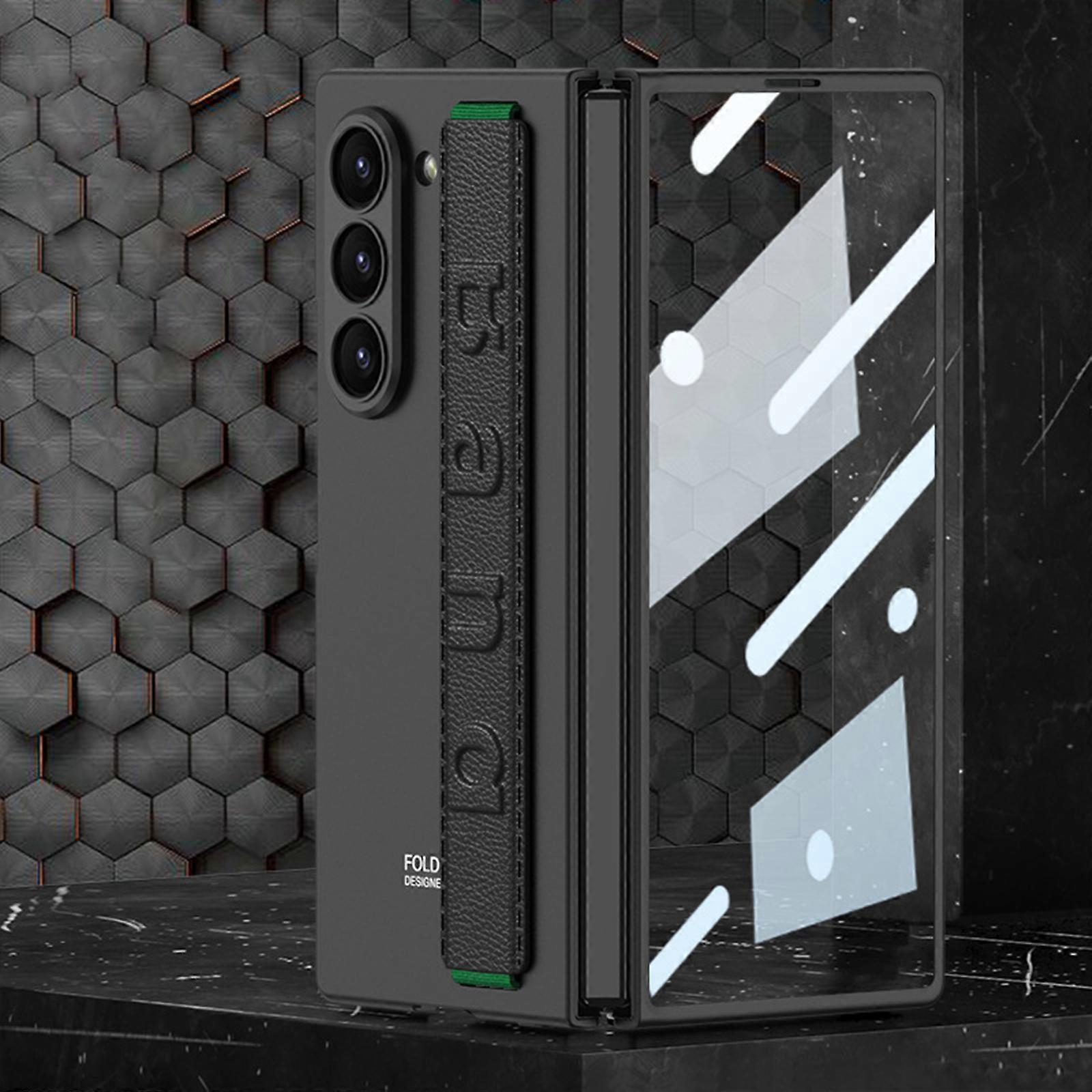 Z Fold 6 Case with Hand Strap, 360Protection Built-in Built-in Front Screen HD Explosion-Proof Glass Film Z Fold 6 Cover for Samsung Galaxy Z Fold5