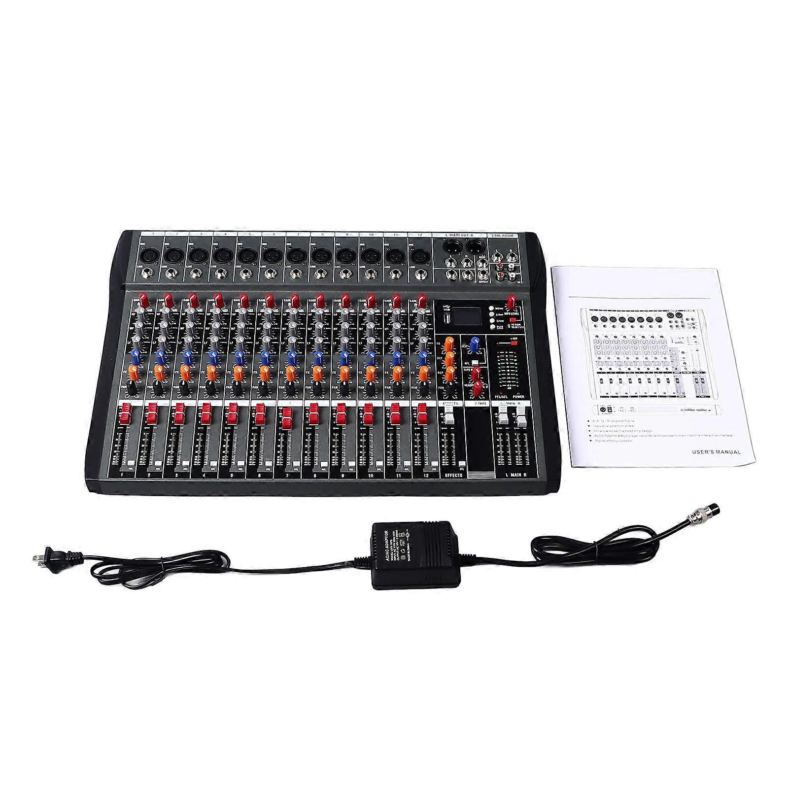 12 Channel Compact Mixer High Power Versatile Accurate Control Professional Audio Mixer For Studio Us Plug 110v
