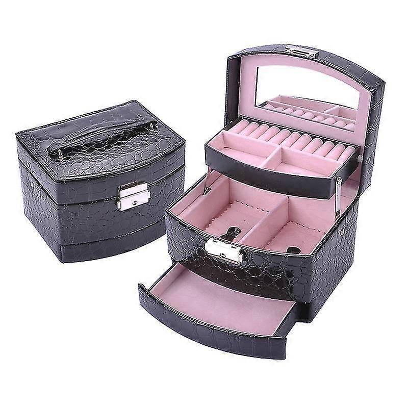 Portable -layer Jewelry Stora Box Ring Earring Necklace Izer Case ()