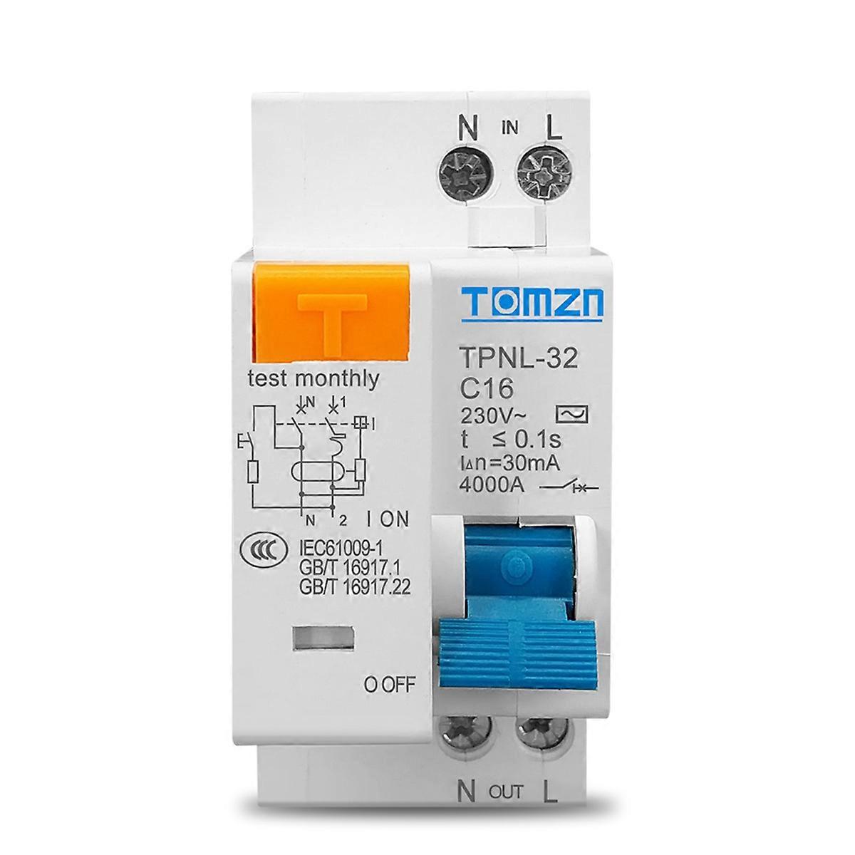 TOMZN TPNL DPNL 230V 1P+N Residual Current Circuit Breaker with over and Short Current Protection R