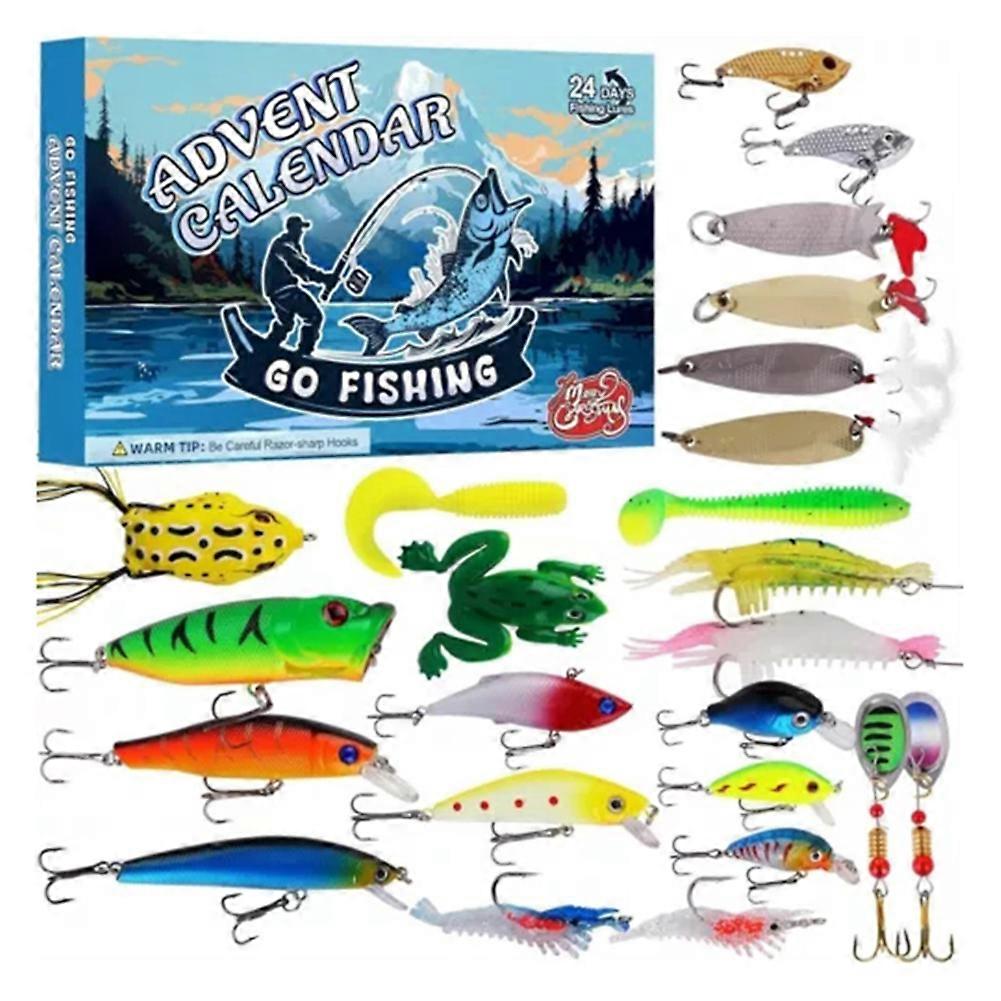 2024 Advents Calendar with Fishing Lures Novelty Assorted Fishing Lure Advents Calendar for Men Adults Teens