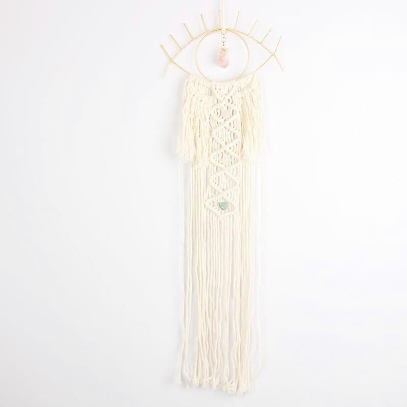 Boho woven macrame wall art, with crystal stone trailer, 25*80CM