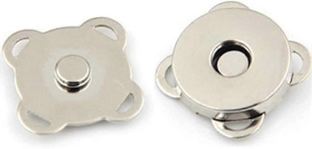24 Sets Sew in Magnetic Plum Bag Clasps Button Snaps for Purses Handbag Clothes(silver,14mm)