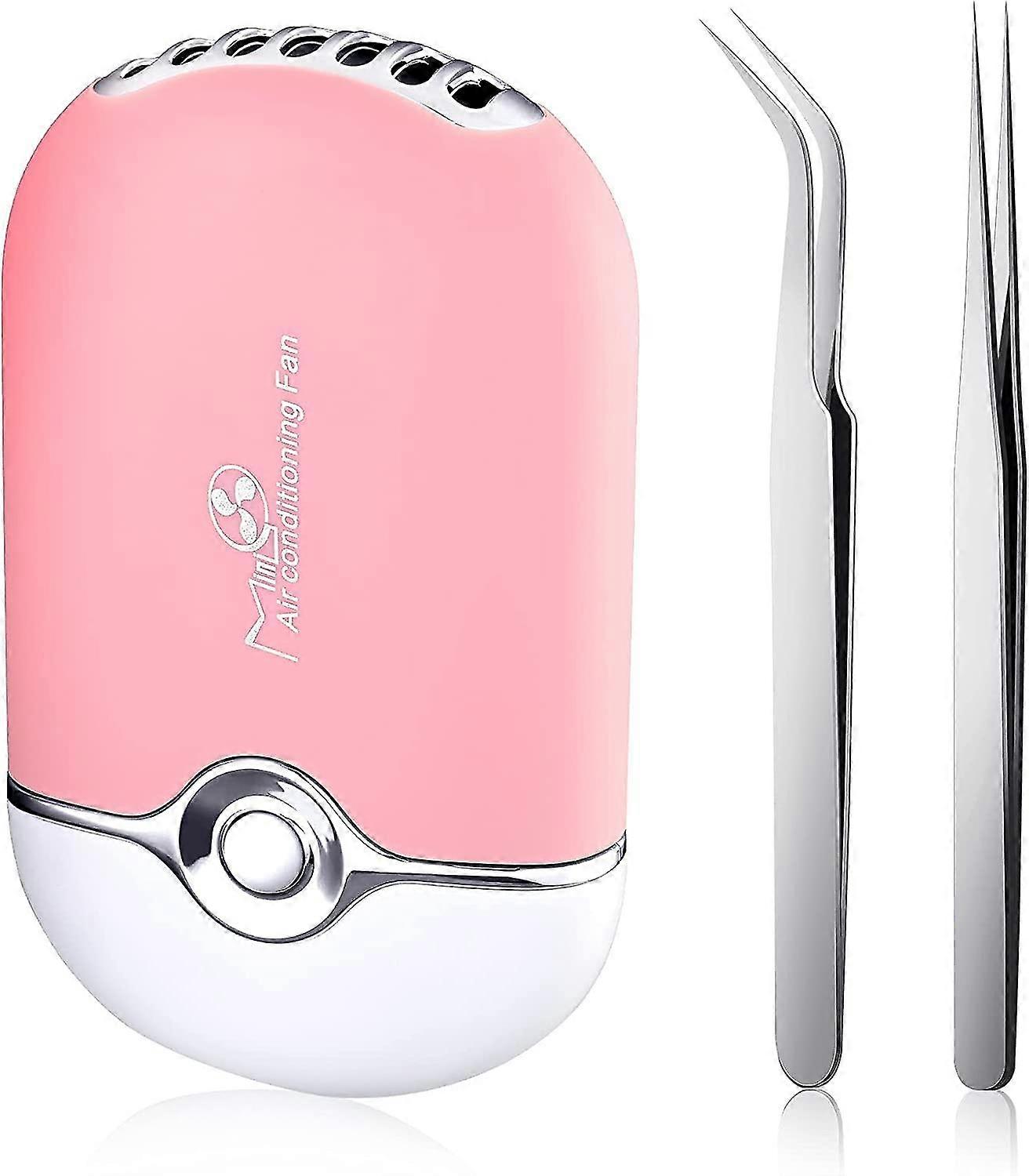 Usb Air Conditioning Blower Handheld Eyelash Fan Dryer Rechargeable Eyelashes Dryer Fan Mini Portable Fans With 2 Pieces Straight And Curved Tweezers