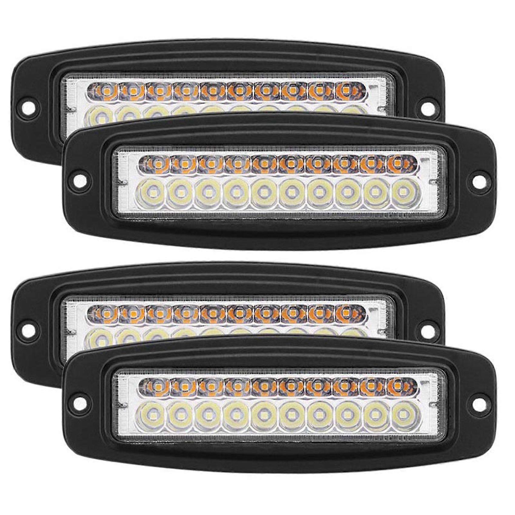 4pcs 7 Inch Dual-color 100w Led Work Light Bar Flush Mount Flood Driving Fog Lamp