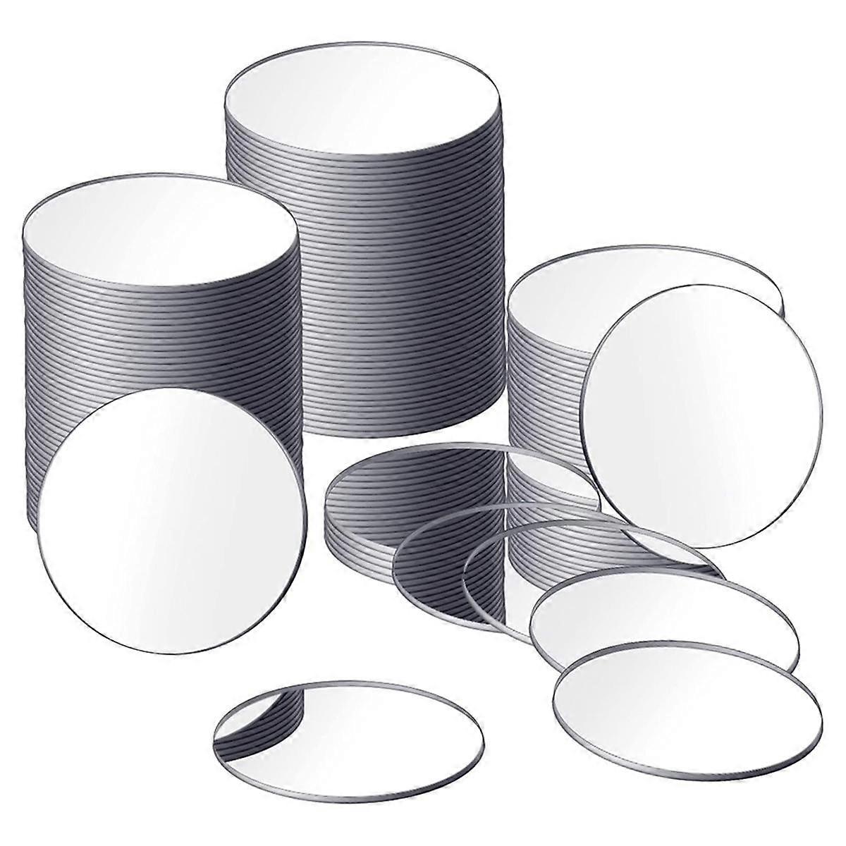 25 Pieces Acrylic Mini Size Round Mirror Adhesive Small Round Mirror Craft Mirror Tiles for Crafts (4 Inch in Diameter)