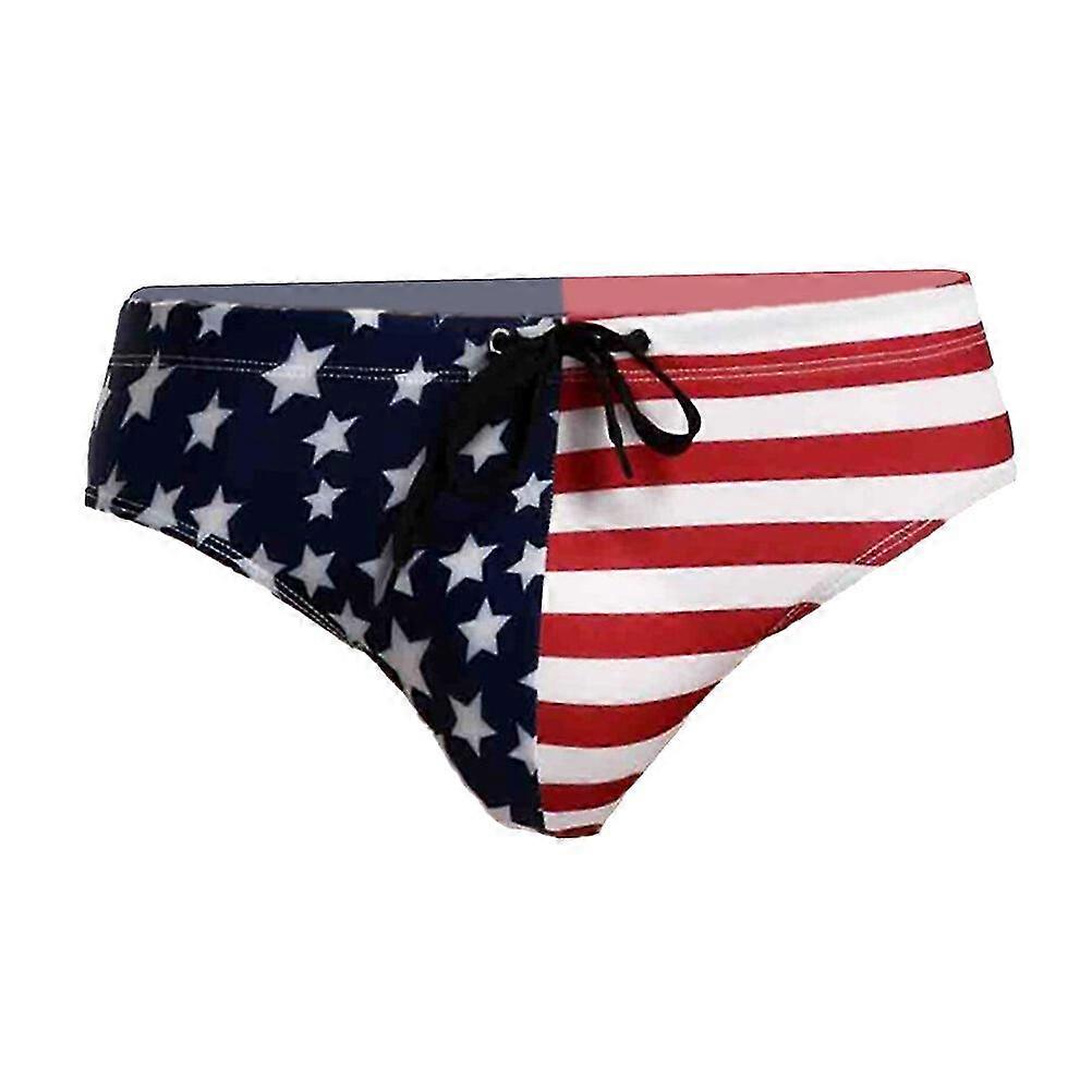 Hommes Usa Flag Impression Bref Triangle Sous-Vêtements Maillots de bain Bikini Slips Plage Maillot de bain Taille Xl (bleu)-Yvan
