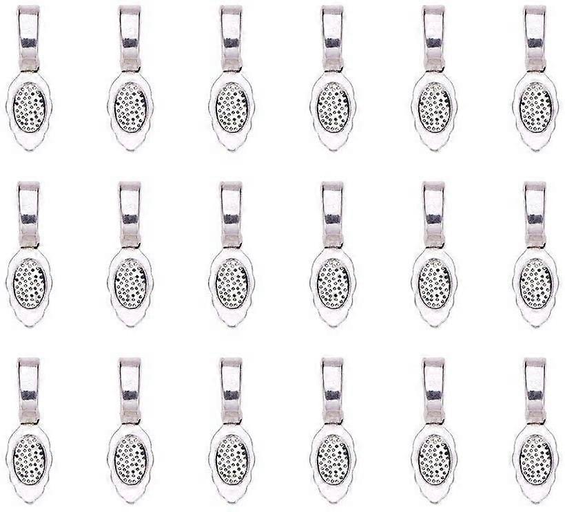 50Pcs TibetanStyle Alloy Glue on Flat Pad Bails Leaf Shape Pendants Charms Connector Hanger