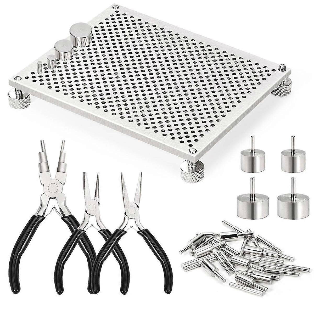 Wire Wrapping Kit Wire Clamp with 6 in 1 Wire Bending Pliers with 32 Metal Pins, Wire Wrapping Tools for Jewelry Making