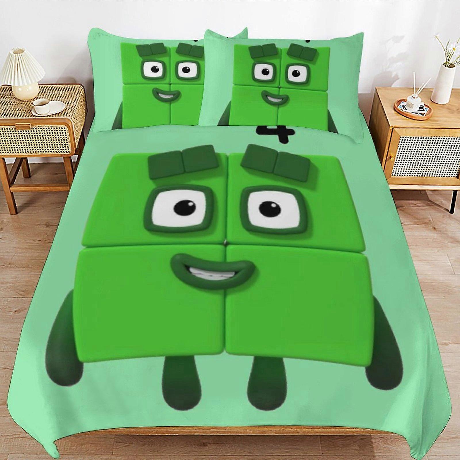 x455 Numberblocks Capa de Edredom de Cama Conjuntos de Cama de Microfibra Impressos em 3D Conjuntos de Edredom Leve de 3 Peças, 1 Capa de Edredom e 2 Fronhas para Crianças Menino